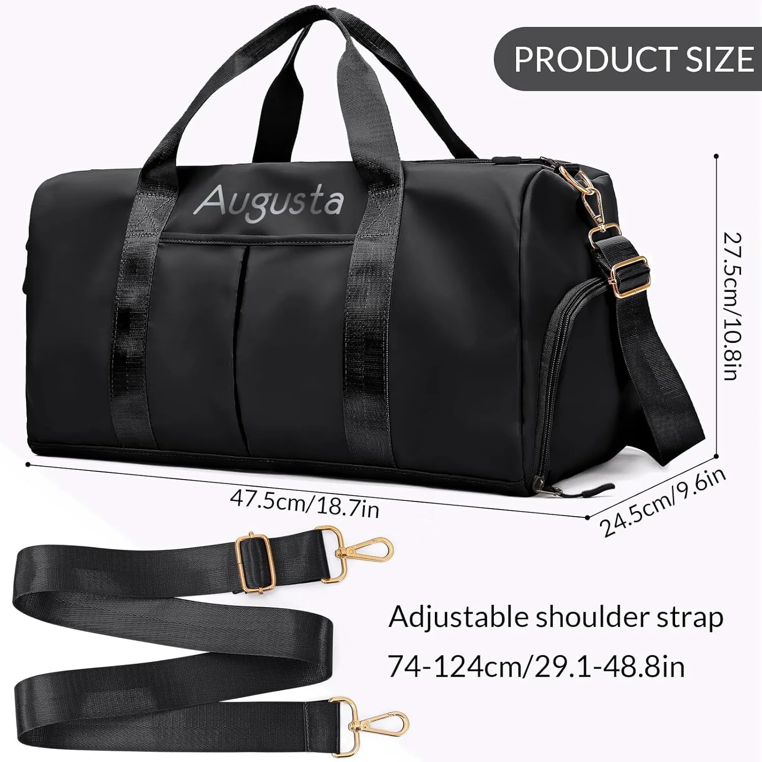 Personalized Duffle Bag,Custom Name Sports Gym Bag with Shoe Compartment&Dry Pockets, Waterproof Weekender Bags for Women and Men,Swim Dance Gym Travel Bag, Gifts for Groomsman,Bridesmaid