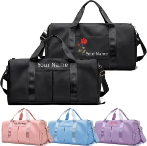 Personalized Duffle Bag,Custom Name Sports Gym Bag with Shoe Compartment&Dry Pockets, Waterproof Weekender Bags for Women and Men,Swim Dance Gym Travel Bag, Gifts for Groomsman,Bridesmaid