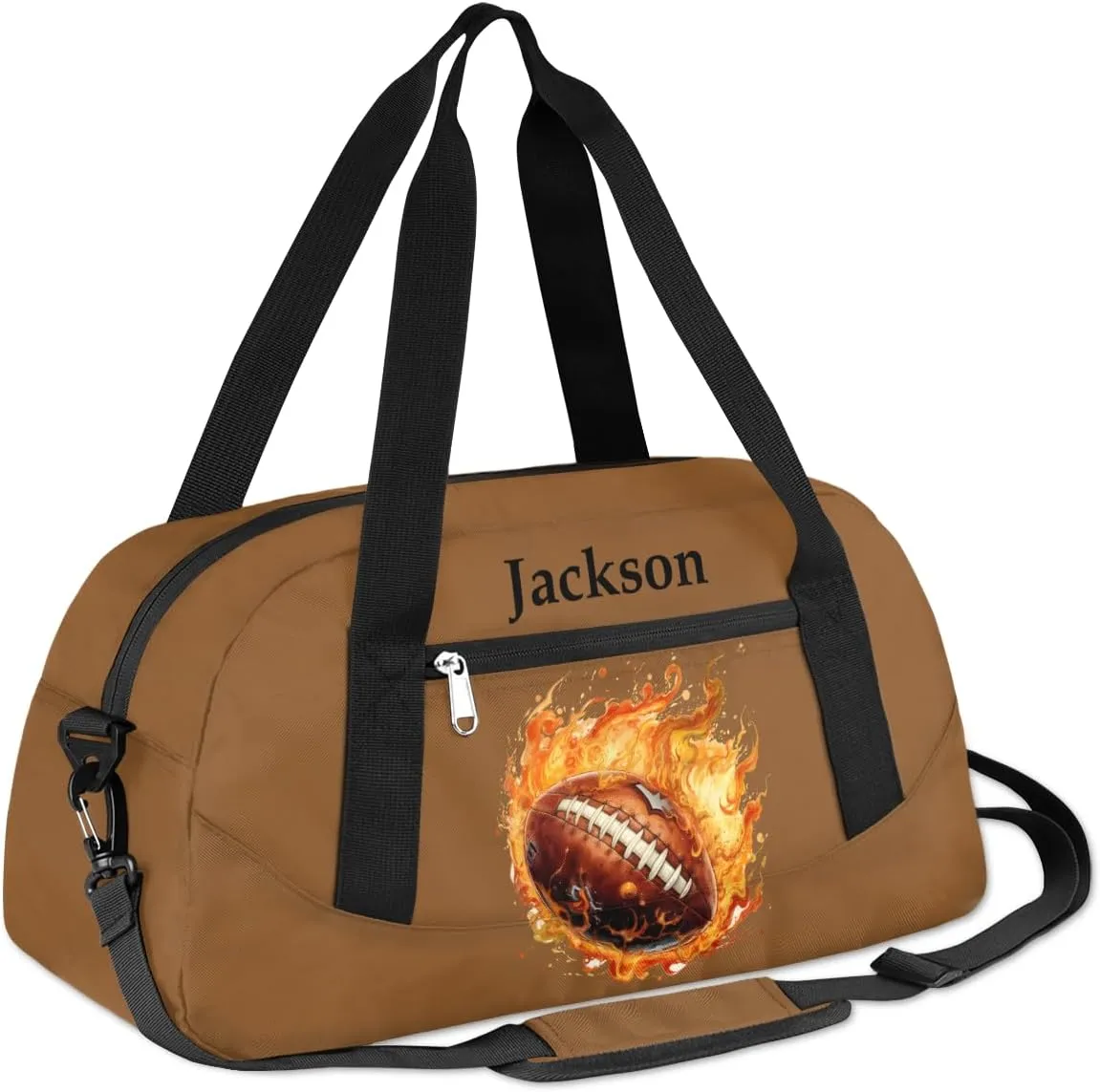 Personalized Kids Duffel Bags for Boys Personalized Sport Gym Bag Customized Overnight Duffel Bag for Weekender Fire American Football