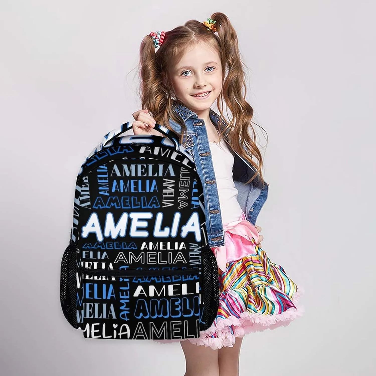Personalized Kids School Backpack with Name, Custom Name Book Bag for Boys Girls 3-10, 17 Inch Students Backpack for Preschool Elementary Kindergarten