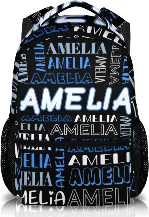 Personalized Kids School Backpack with Name, Custom Name Book Bag for Boys Girls 3-10, 17 Inch Students Backpack for Preschool Elementary Kindergarten