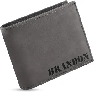 Personalized Leather Wallets for Men, Custom Engraved - 6 Colors & 19 Font Options - Father's Day Gifts