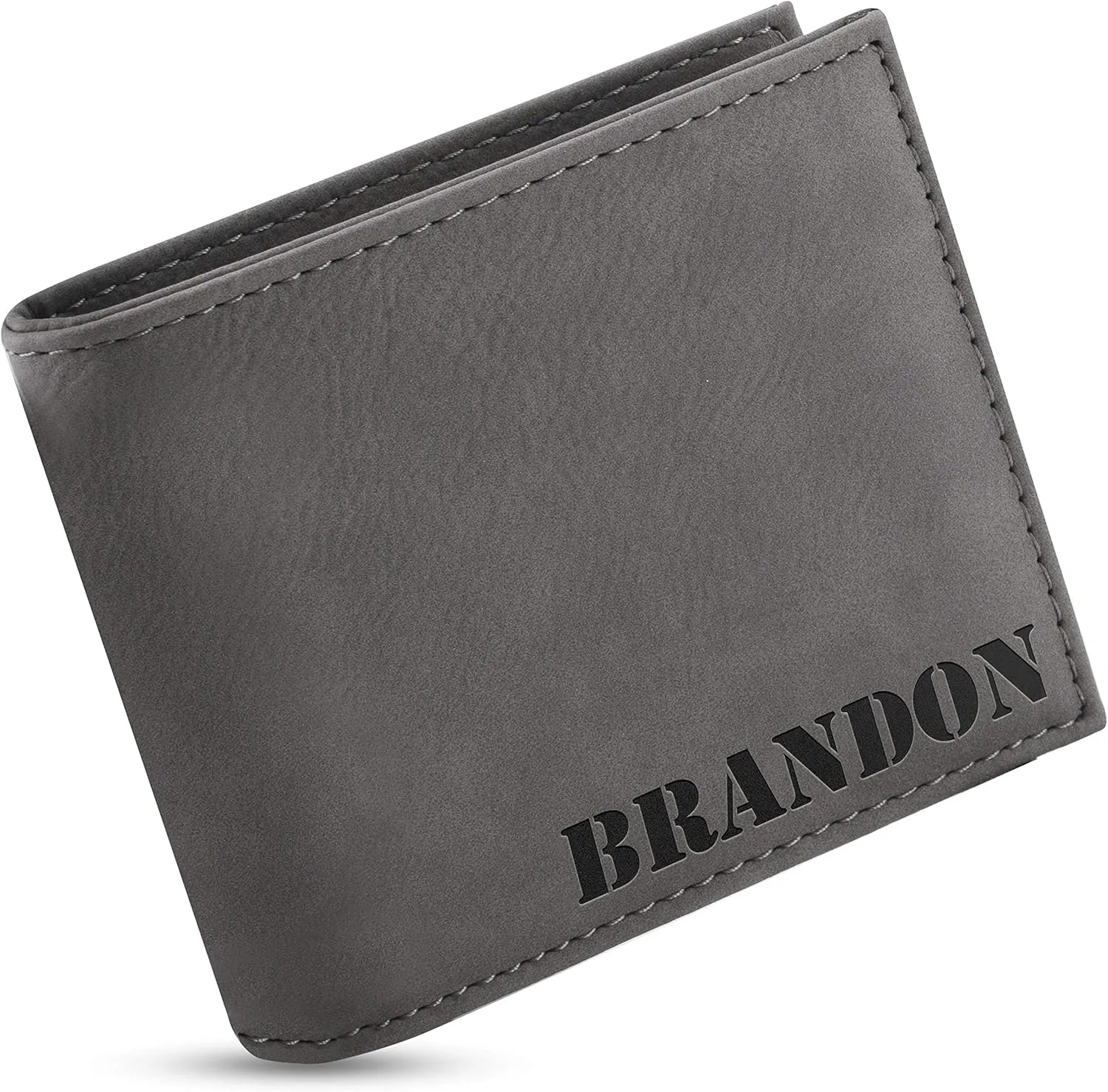 Personalized Leather Wallets for Men, Custom Engraved - 6 Colors & 19 Font Options - Father's Day Gifts