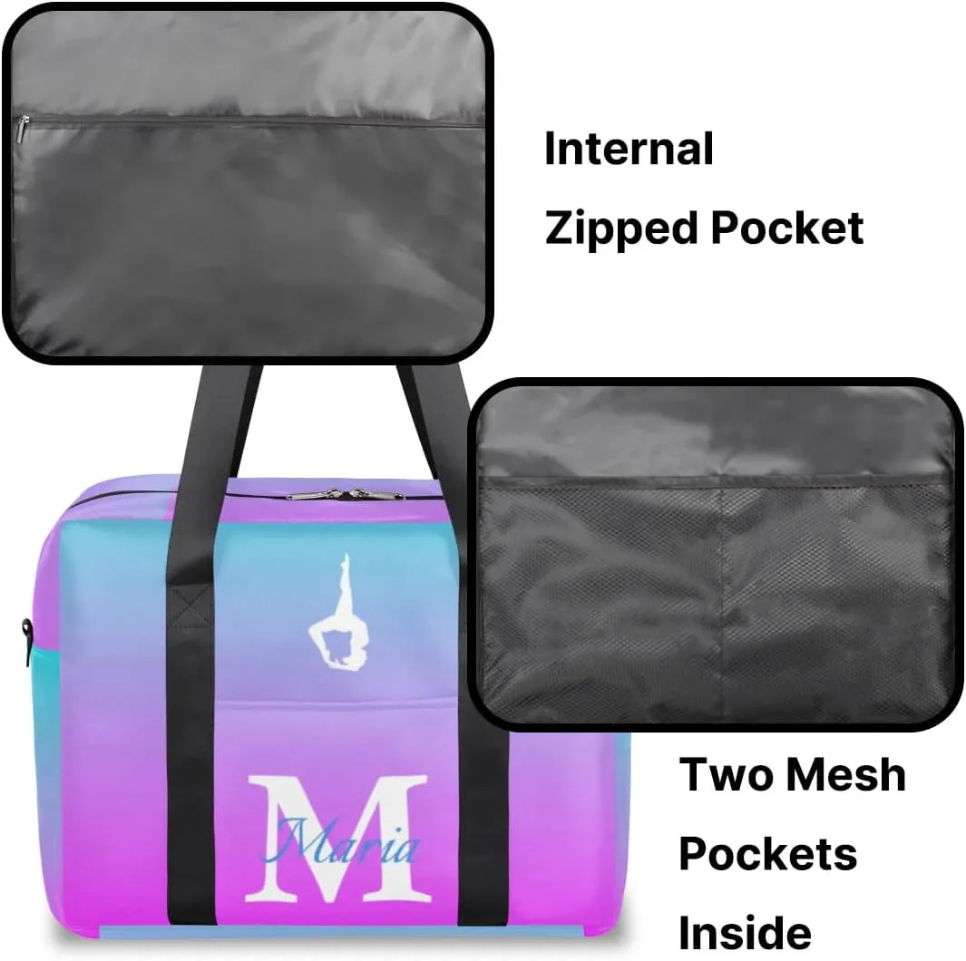 Personalized Travel Duffel Bag with Name - Custom Letter Oxford Cloth Yoga Gym Bag ，Sport Bag Weekender Overnight Bag for Traveling for Women Men Gift for Festival