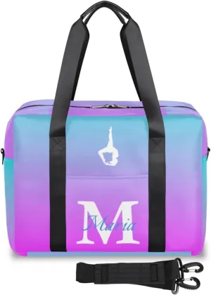 Personalized Travel Duffel Bag with Name - Custom Letter Oxford Cloth Yoga Gym Bag ，Sport Bag Weekender Overnight Bag for Traveling for Women Men Gift for Festival