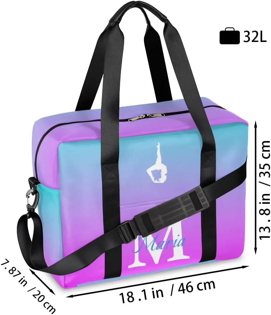 Personalized Travel Duffel Bag with Name - Custom Letter Oxford Cloth Yoga Gym Bag ，Sport Bag Weekender Overnight Bag for Traveling for Women Men Gift for Festival
