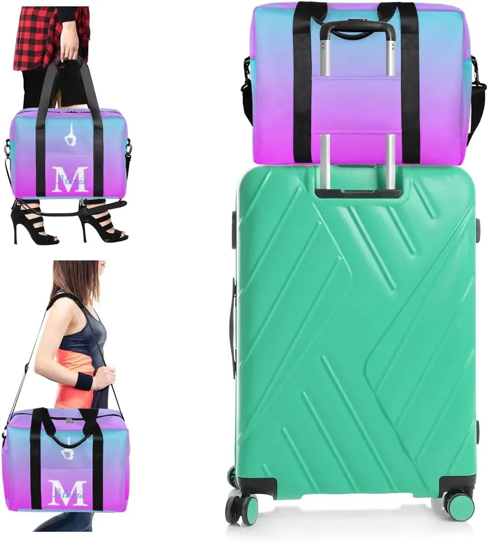 Personalized Travel Duffel Bag with Name - Custom Letter Oxford Cloth Yoga Gym Bag ，Sport Bag Weekender Overnight Bag for Traveling for Women Men Gift for Festival