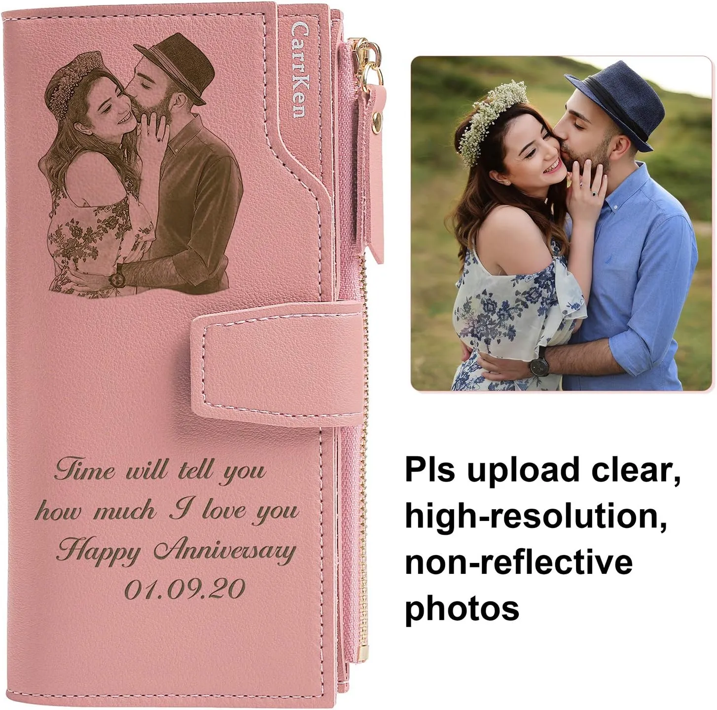 Personalized Wallets for women Engraved Leather Wallet Credit Card Clutch Long Wallet for Mom, Wife, Friends, Sister, Daughter at Birthday, Anniversary, Mother's Day, Thanksgiving, Christmas