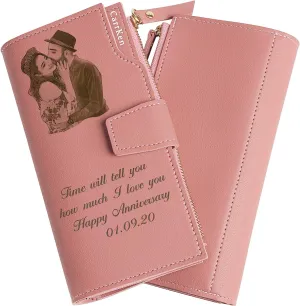 Personalized Wallets for women Engraved Leather Wallet Credit Card Clutch Long Wallet for Mom, Wife, Friends, Sister, Daughter at Birthday, Anniversary, Mother's Day, Thanksgiving, Christmas