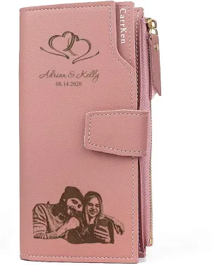 Personalized Wallets for women Engraved Leather Wallet Credit Card Clutch Long Wallet for Mom, Wife, Friends, Sister, Daughter at Birthday, Anniversary, Mother's Day, Thanksgiving, Christmas