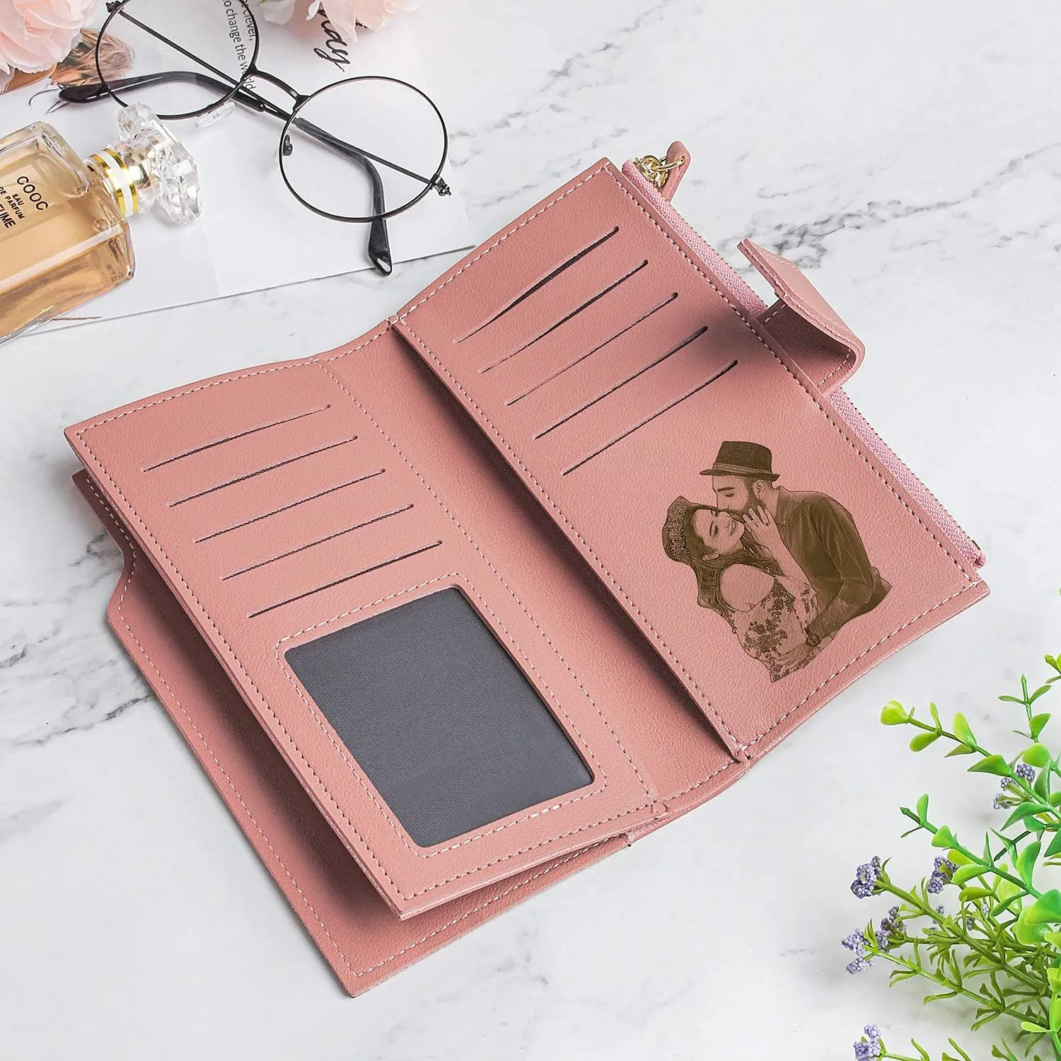 Personalized Wallets for women Engraved Leather Wallet Credit Card Clutch Long Wallet for Mom, Wife, Friends, Sister, Daughter at Birthday, Anniversary, Mother's Day, Thanksgiving, Christmas