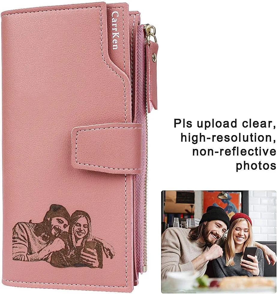 Personalized Wallets for women Engraved Leather Wallet Credit Card Clutch Long Wallet for Mom, Wife, Friends, Sister, Daughter at Birthday, Anniversary, Mother's Day, Thanksgiving, Christmas