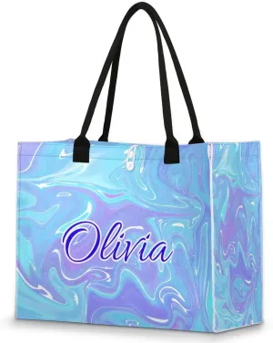 Personalized Women Casual Tote Bag Name, Customized Large Capacity Beach Shoulder Shopping Bag for Travel Daily Work