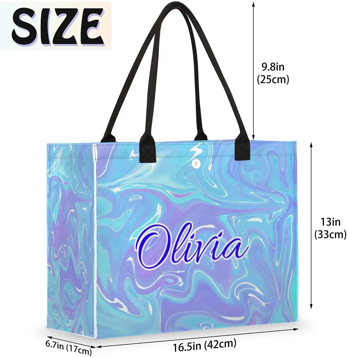 Personalized Women Casual Tote Bag Name, Customized Large Capacity Beach Shoulder Shopping Bag for Travel Daily Work