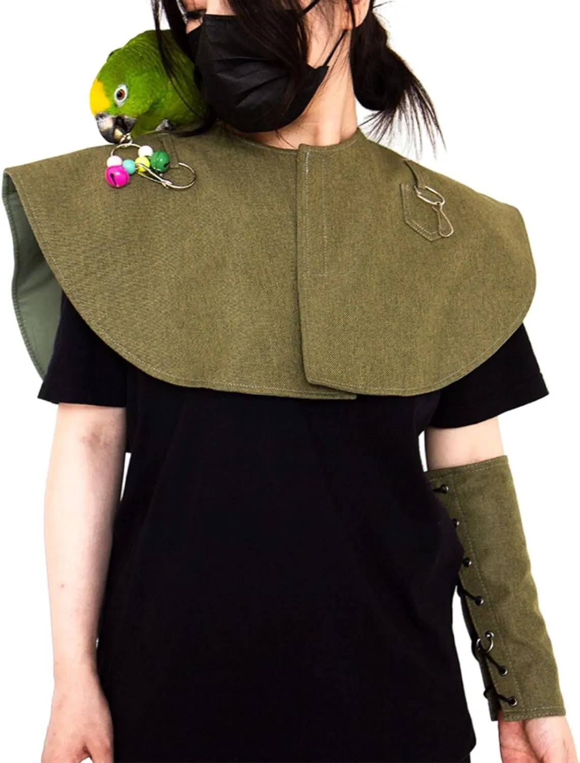 Pet Bird Shoulder Poop Protector and Protective Anti-Scratch Arm Guard Set, Anti-Bite Shoulder Pad Diaper Shawl for Parrot Macaw African Budgies Parakeet Agapornis Fischeri Cockatiel Lovebird