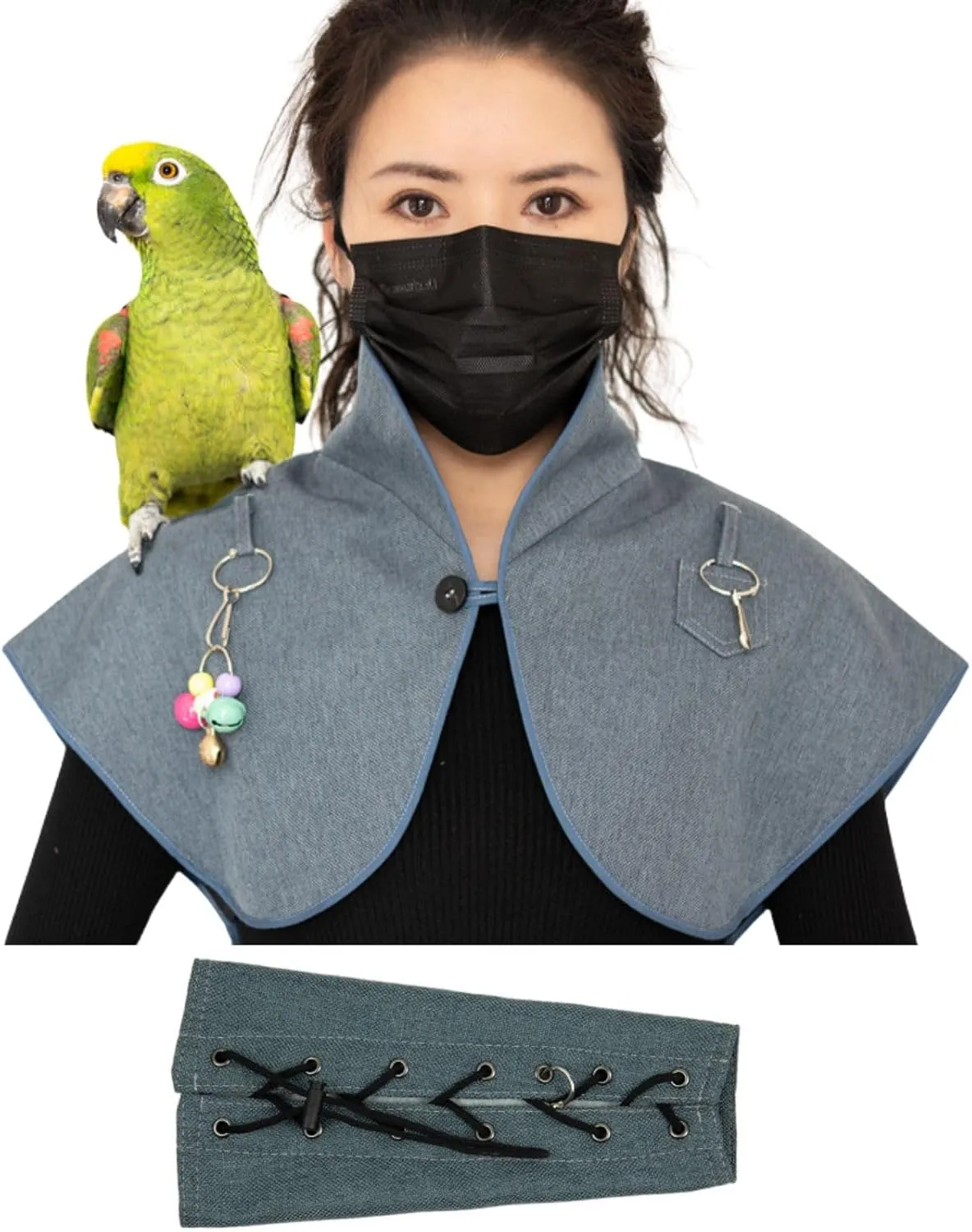 Pet Bird Upgraded Shoulder, Neck Poop Protector and Protective Anti-Scratch Arm Guard Set, Anti-Bite Shoulder Pad Diaper Shawl for Parrot Macaw African Budgies Parakeet Agapornis Fischeri Cockatiel