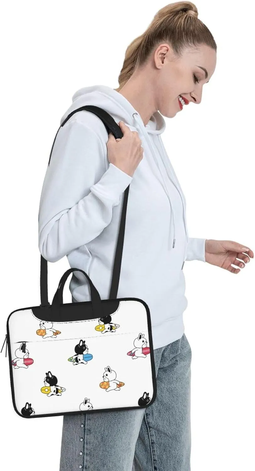 Pet French Bulldog Laptop Bag Classic Slim Briefcase Messenger Bag, Spacious, Ergonomic
