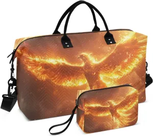 Phoenix Fire Fantasy Duffel Bag for Traveling, Gym Bags with Multiple Interior Pockets for Women Men Toiletry Purse Included 20.5”x 1.9” x 13.8”
