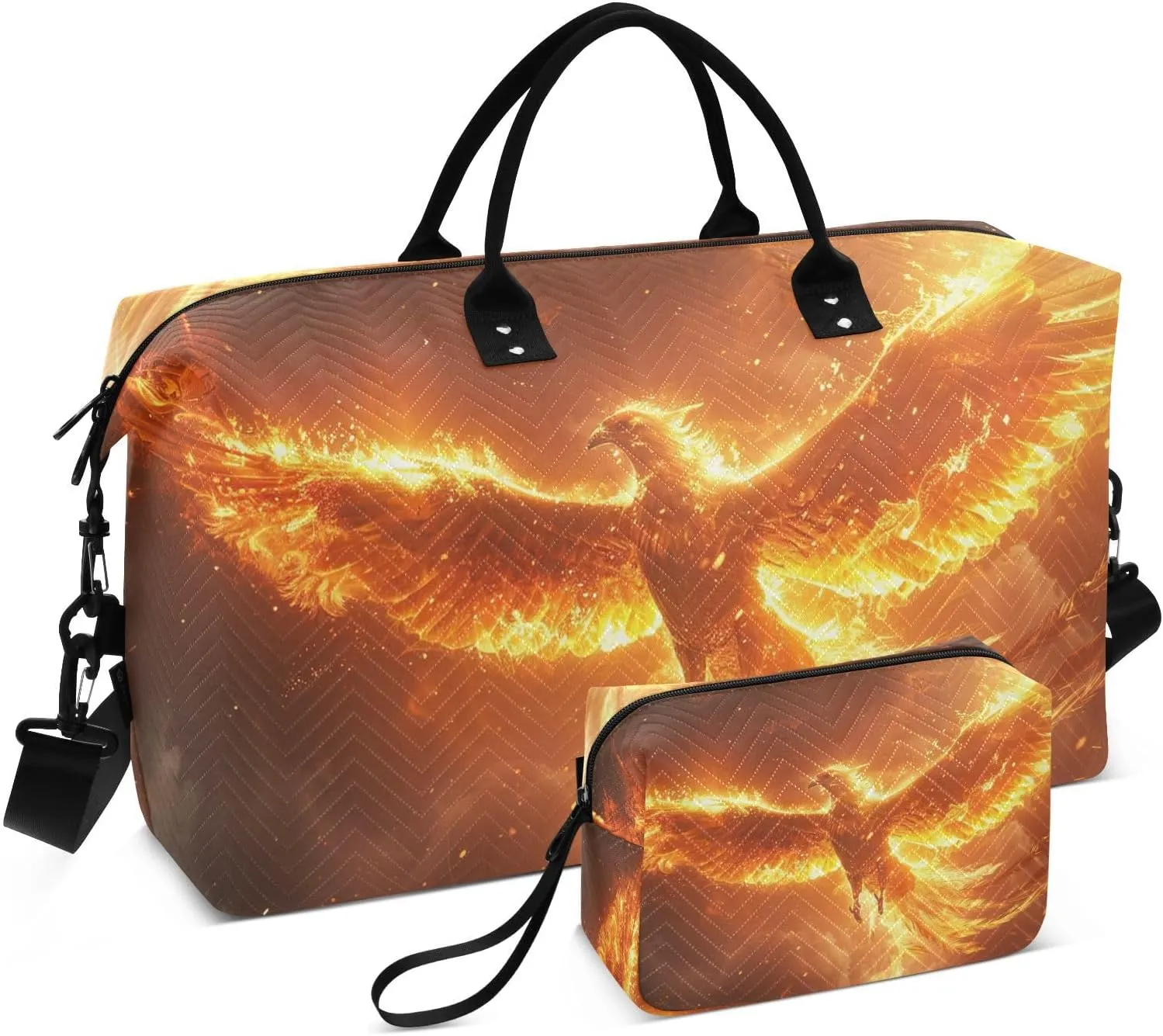 Phoenix Fire Fantasy Duffel Bag for Traveling, Gym Bags with Multiple Interior Pockets for Women Men Toiletry Purse Included 20.5”x 1.9” x 13.8”
