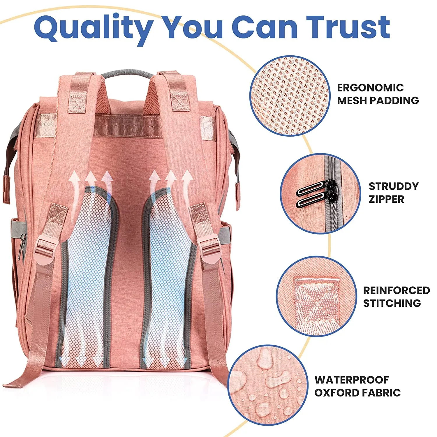 PILLANI Baby Diaper Bag Backpack - Baby Bags for Girls - Diaper Backpack - Large Pink Diaper Bags for Baby Girl w/Changing Pad - Baby Gifts for Girls, Baby Girl Gifts, Newborn Essentials Stuff for Mom