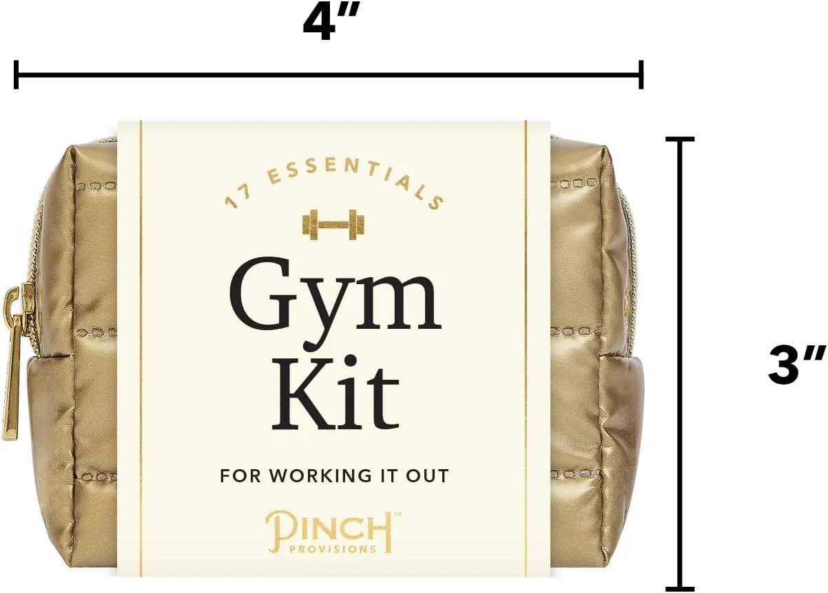 Pinch Provisions Bronze Puffer Gym Kit, Includes 15 Personal Care Essentials for Fitness, Compact Zipper Pouch, Multi-Functional, Perfect for Working Out, Gym Bags, Duffle Bags & Lockers