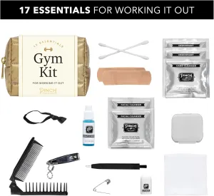 Pinch Provisions Bronze Puffer Gym Kit, Includes 15 Personal Care Essentials for Fitness, Compact Zipper Pouch, Multi-Functional, Perfect for Working Out, Gym Bags, Duffle Bags & Lockers