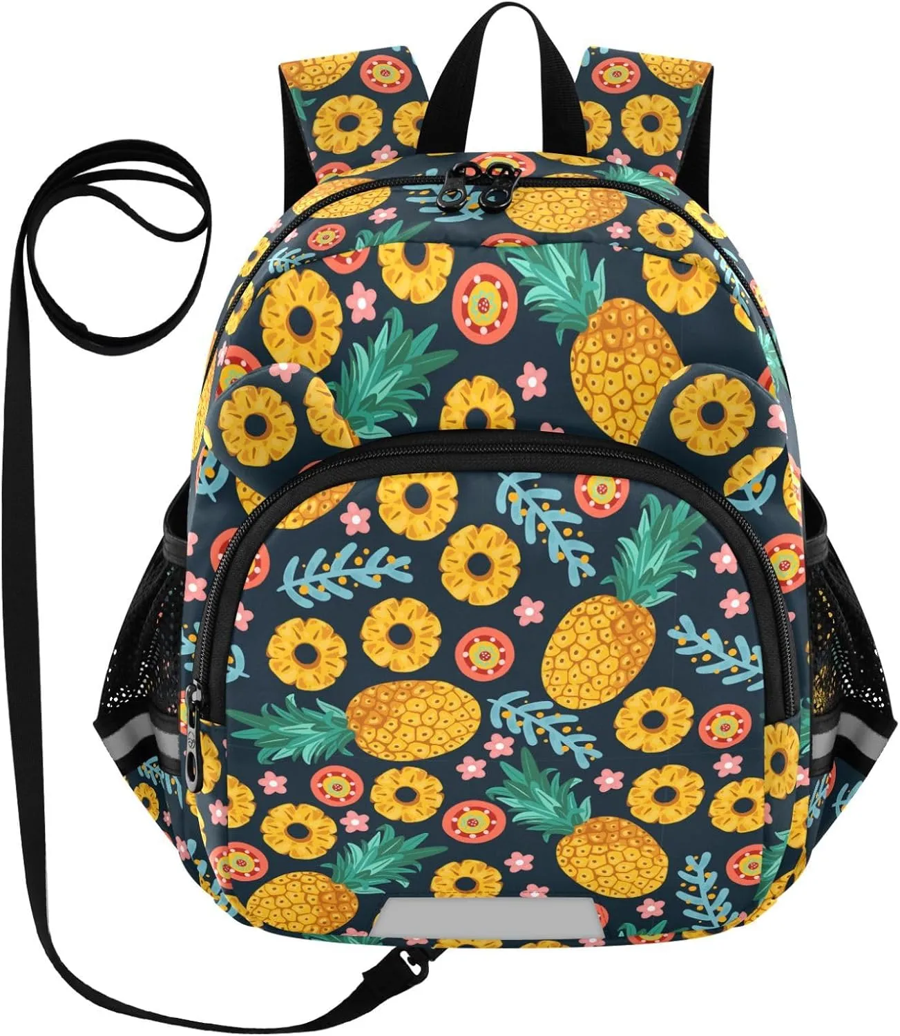Pineapple Tropical Preschool Backpack Fruit Daycare Bookbag School Backpack with Traction Rope for Kids 3-6