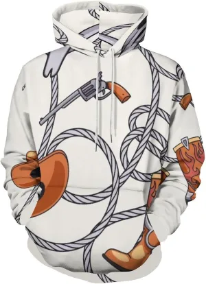 Pink Cowgirl Boots And Hats Hoodies for Men Cartoon Cowboy Womens Mens Sweatshirt