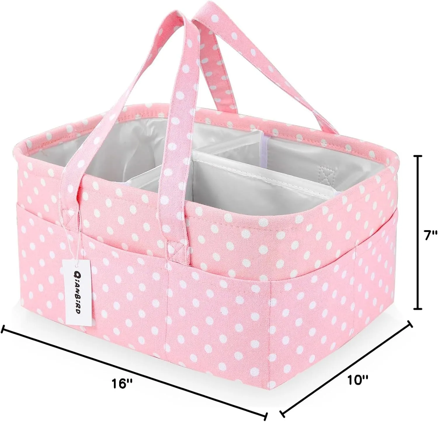 Pink Diaper Caddy Organizer for Baby Girl-Large Portable Diaper Caddy Basket for Changing Table-Diaper Organizer Caddy-Car Travel Tote Bag-Newborn Registry Baby Shower Basket for Diapers & Wipes