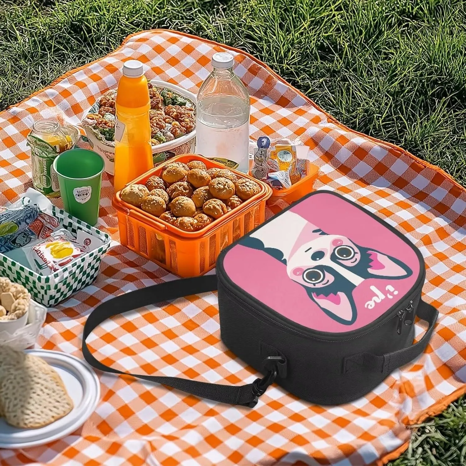 Pink Dog Kids Lunch Bag for Outdoor Activities Thermal Girls Lunch Bag Kids Cute Cartoon Design Kids Love Retards Food Temperature Loss for Lunch Boxes Food Drinks Etc