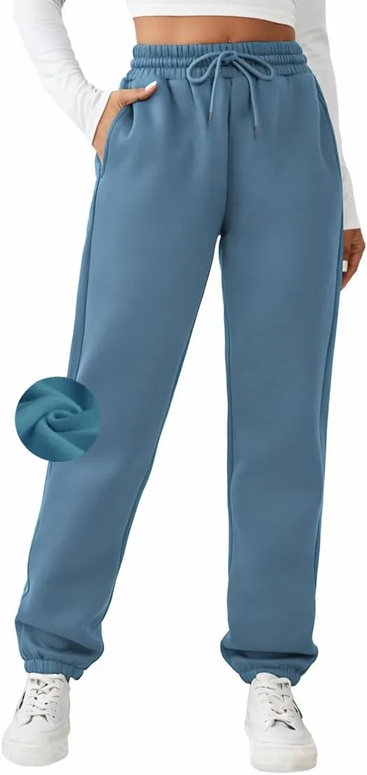 PINSPARK Women's Fleece Lined Sweatpants Winter Joggers Athletic Pants Casual Thick Warm Trousers Pockets