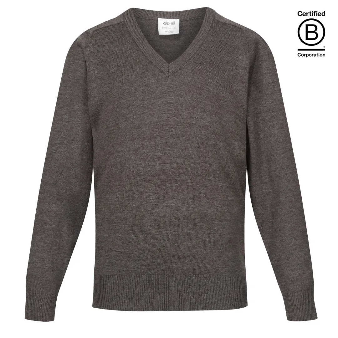 Plain lightweight 50/50 v-neck Performa 25 school jumper