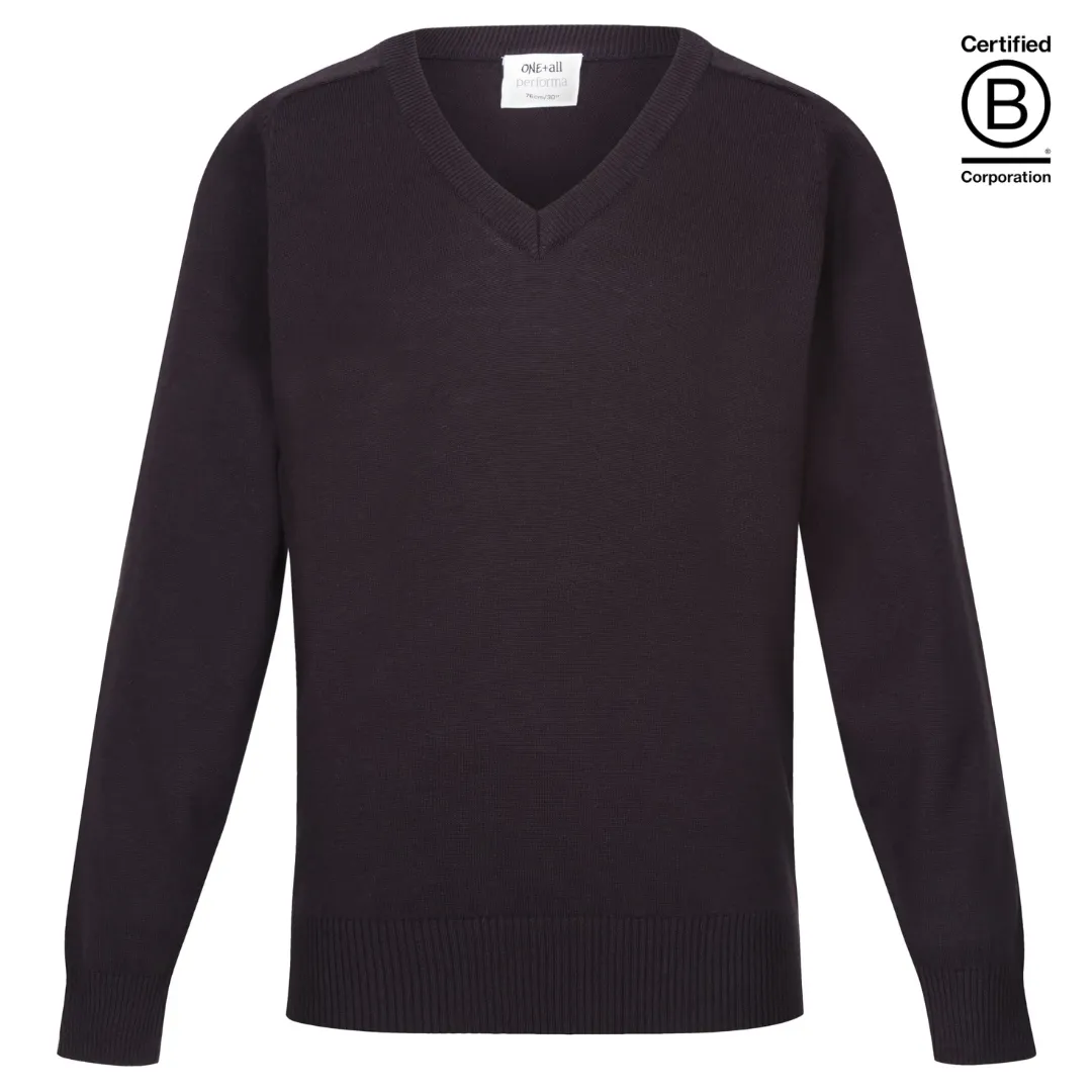 Plain lightweight 50/50 v-neck Performa 25 school jumper