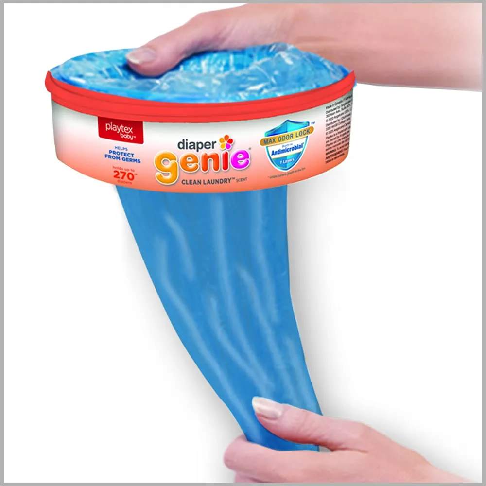 Playtex Diaper Genie Complete Pail with Built-In Odor Controlling Antimicrobial, Includes Pail & 1 Refill, White , 8.36 Pound