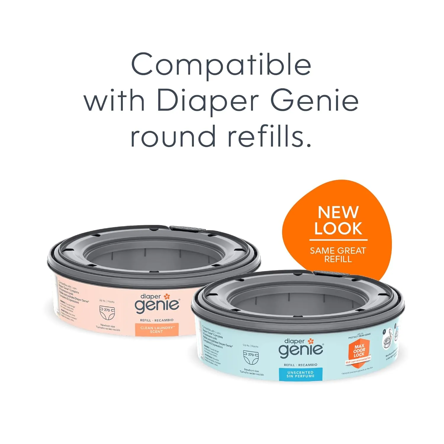 Playtex Diaper Genie Complete Pail with Built-In Odor Controlling Antimicrobial, Includes Pail & 1 Refill, White , 8.36 Pound