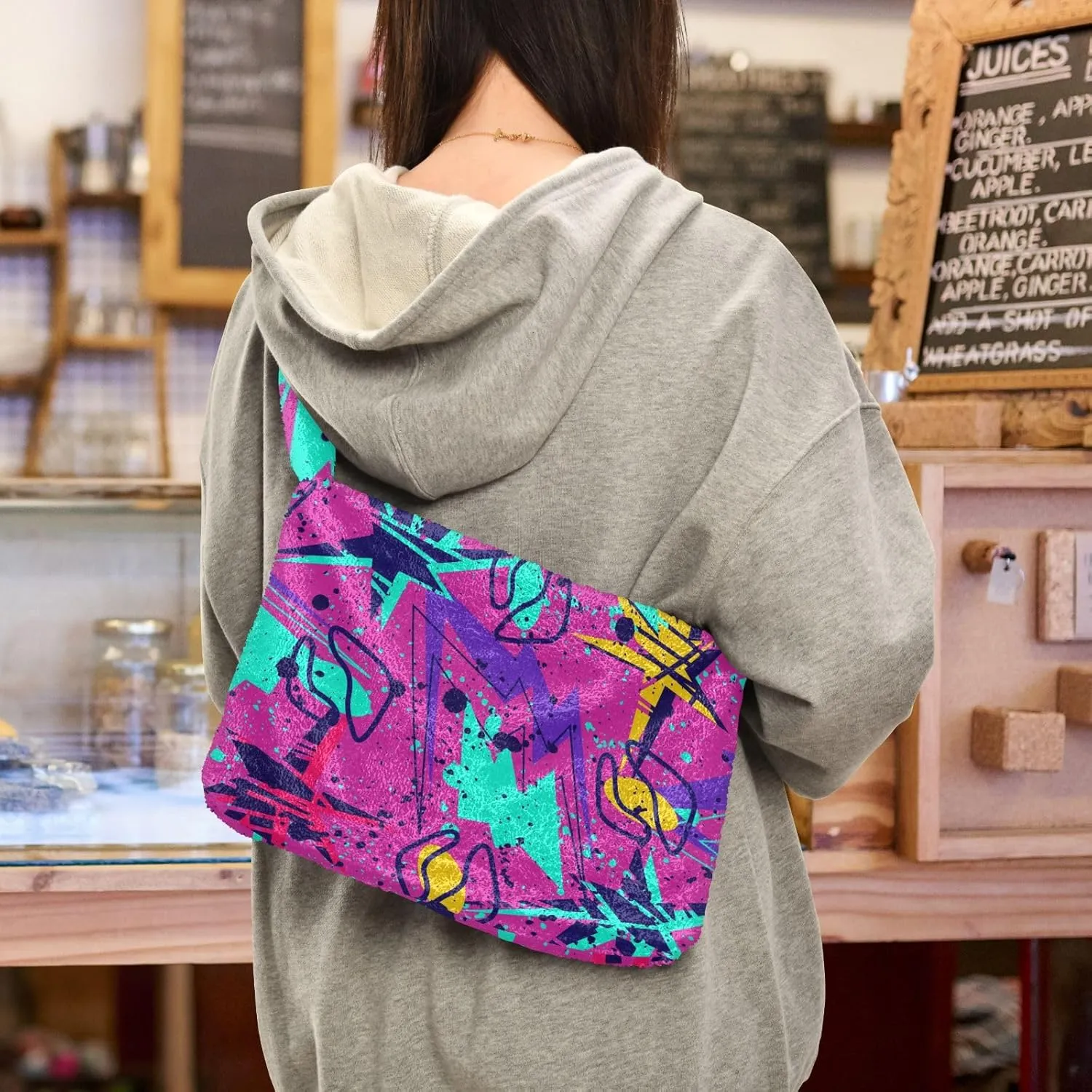 Plush Underarm Bag Ladies Fluffy Shoulder Bag Women Furry Fashions Tote Bag Plush Handbag for Autumn and Winter Multicolor 1