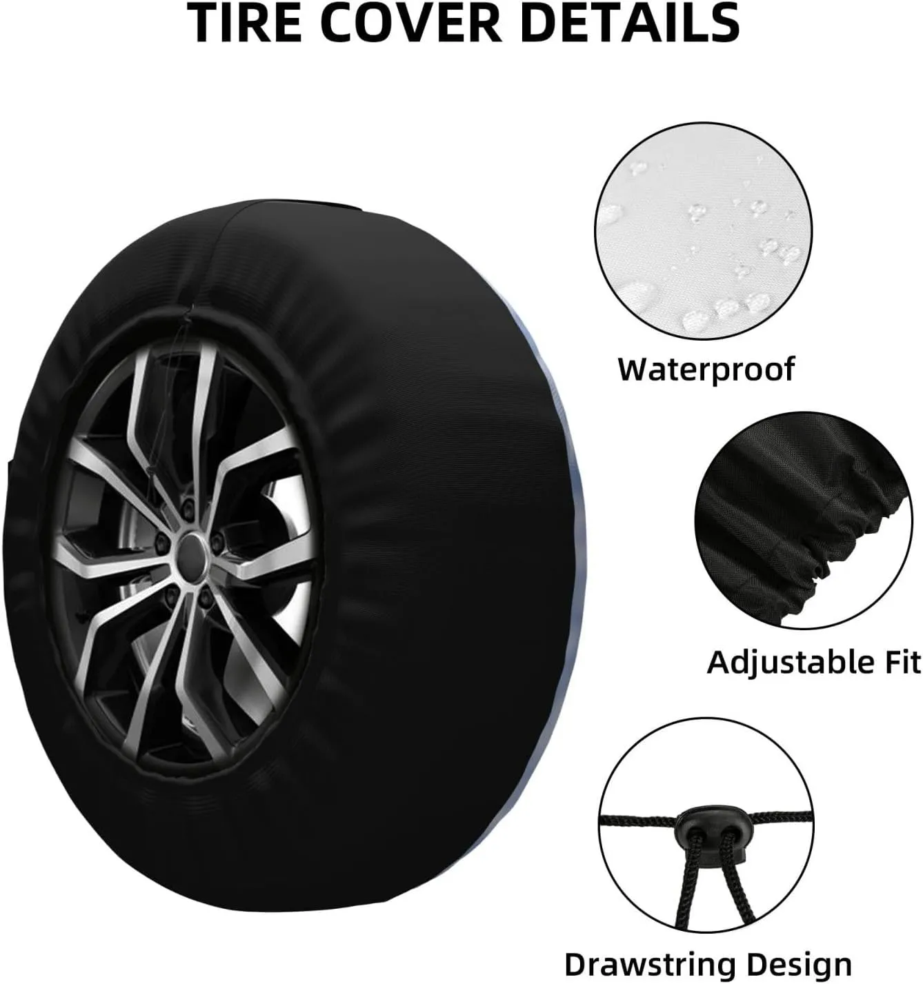 Polar Bear Tire Cover Outdoor Waterproof Snow Sun Rain Wheel Cover Portable Wheel Bags Camper Spare Tire Cover Universal Car Tire Protectors for Trailer RV SUV