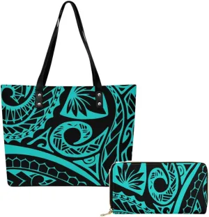 Polynesian Women'S Leather Handbag And Purse Samoan Tribal Print Vintage Art Ethos Shoulder Bag Large Capacity Handbag