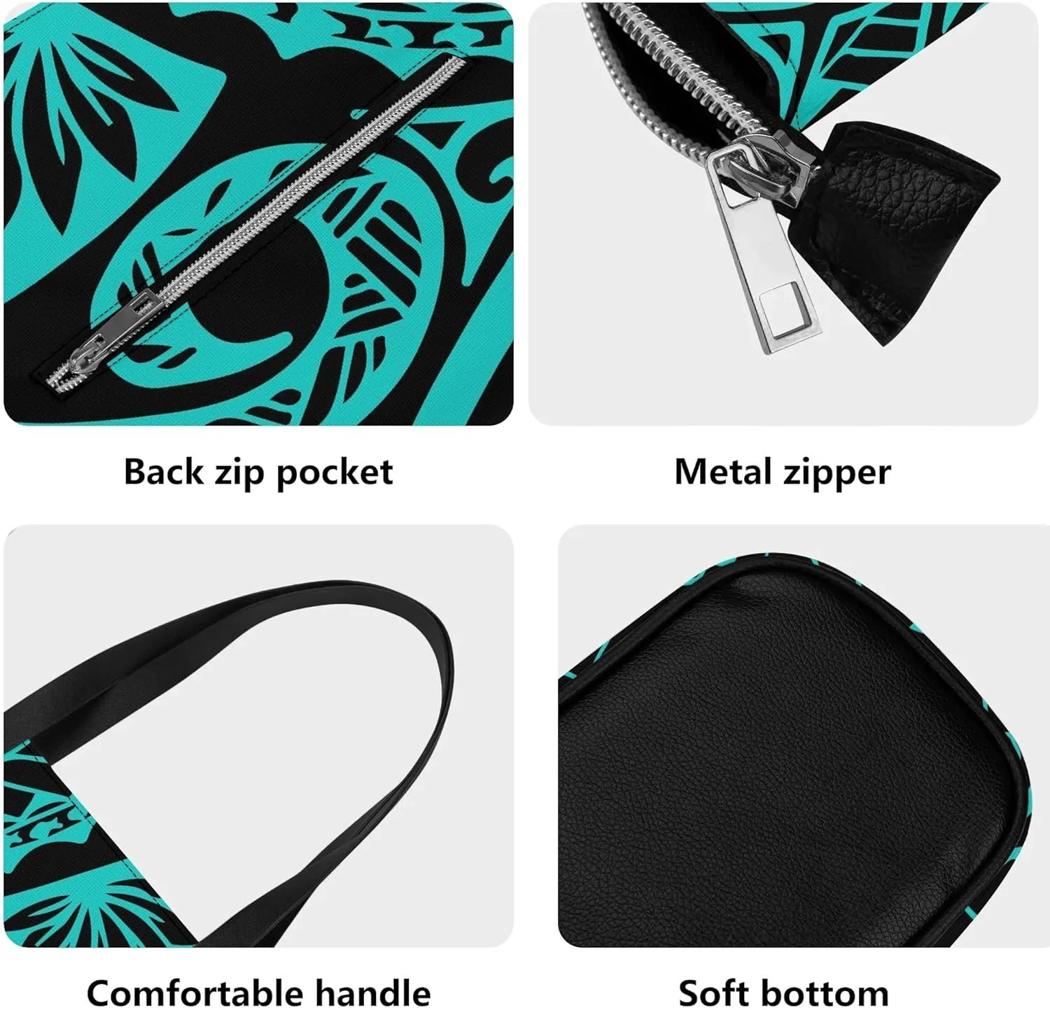 Polynesian Women'S Leather Handbag And Purse Samoan Tribal Print Vintage Art Ethos Shoulder Bag Large Capacity Handbag