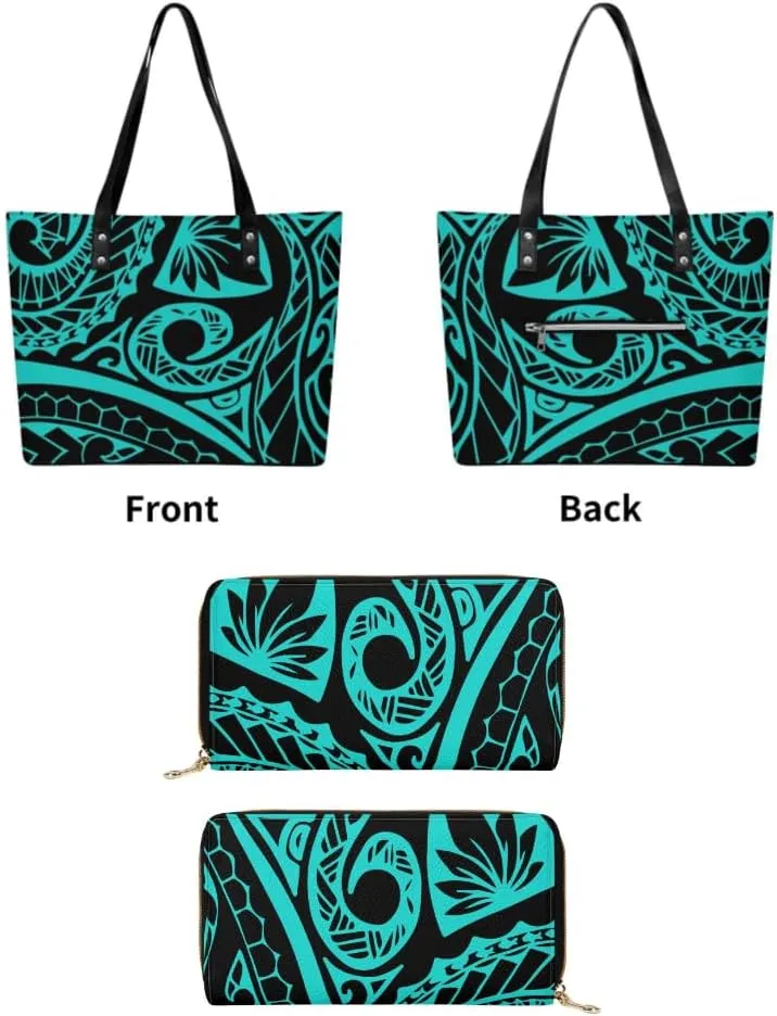 Polynesian Women'S Leather Handbag And Purse Samoan Tribal Print Vintage Art Ethos Shoulder Bag Large Capacity Handbag