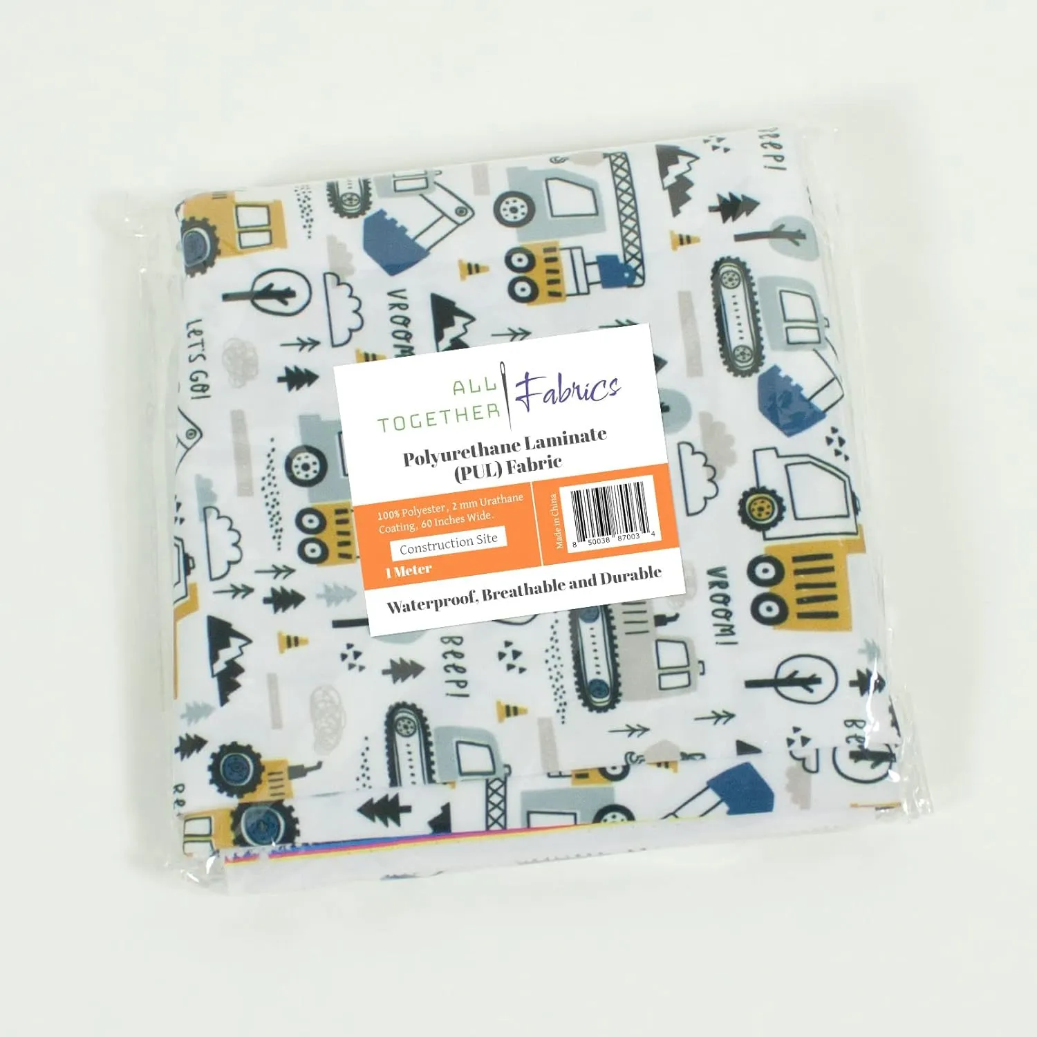 Polyurethane Laminate (PUL) Pre-Cut Fabric by The Meter. Waterproof and Breathable. Perfect for Cloth Diapers and Similar Projects. 2 Meter, Construction Site
