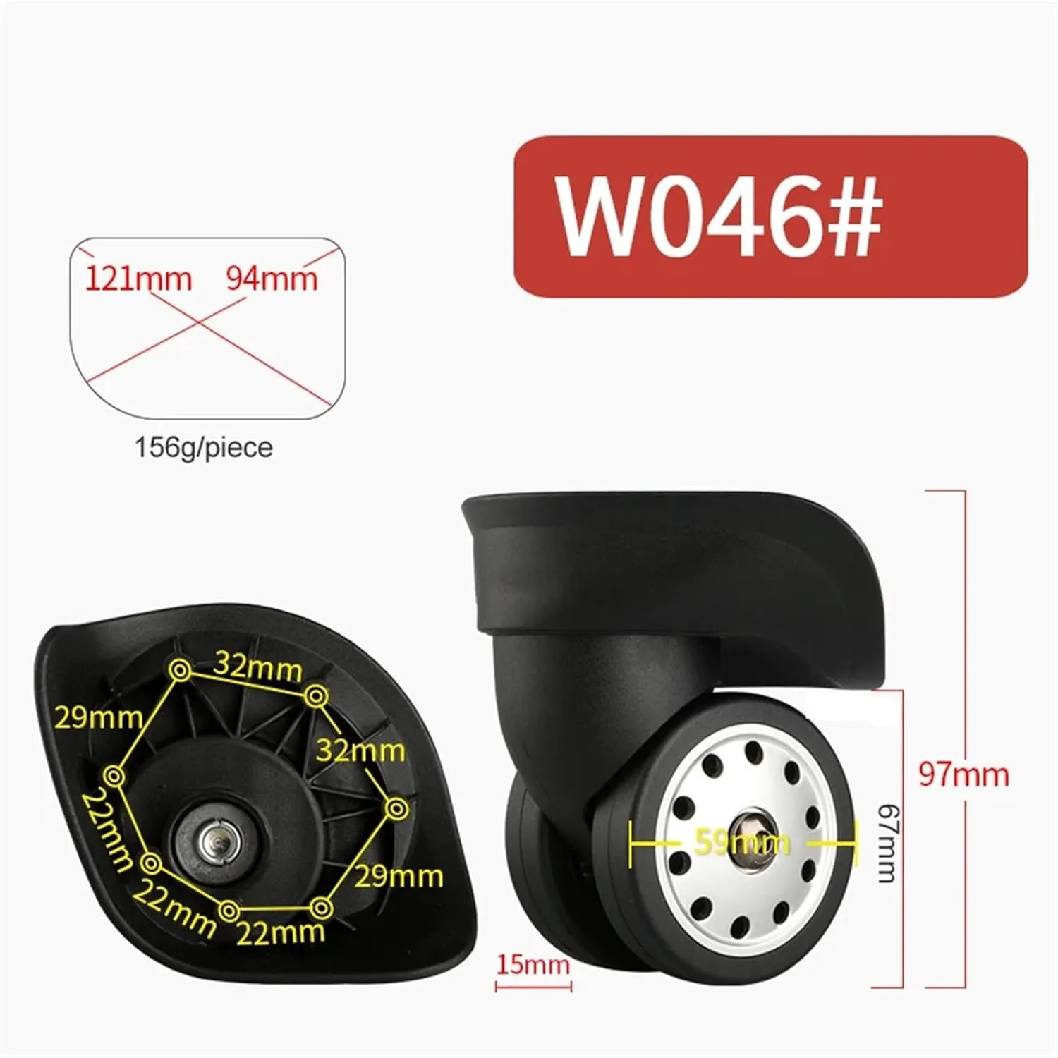 PONNYC Luggage Wheels Accessories, Suitcase Trolley Universal Wheel Casters Mute Repair Old Suitcase 1Pcs(Rimowa 50cm)