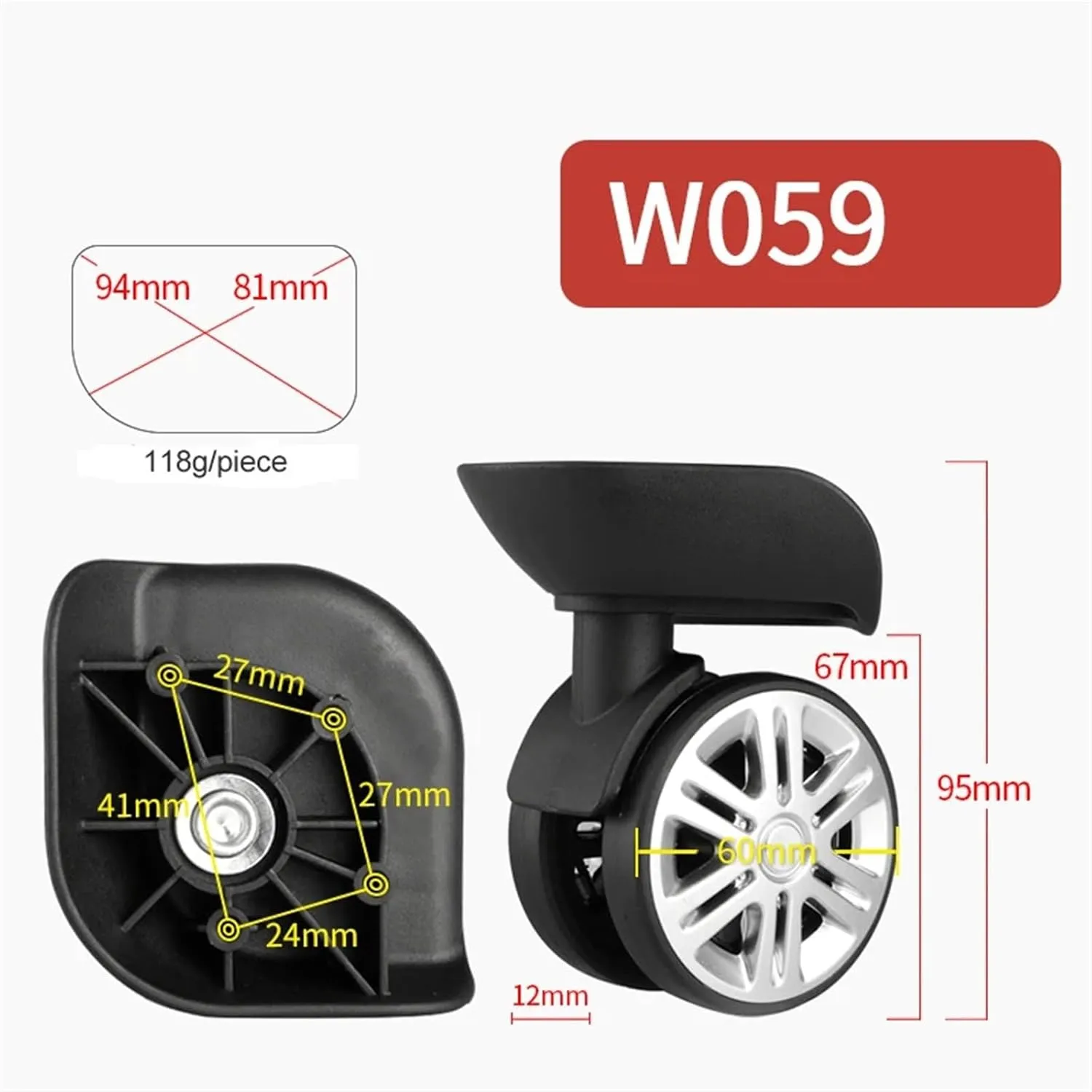 PONNYC Luggage Wheels Accessories, Suitcase Trolley Universal Wheel Casters Mute Repair Old Suitcase 1Pcs(Rimowa 50cm)