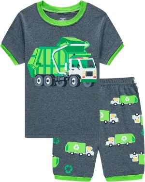 Popshion Boys Pajamas 100% Cotton Toddler Clothes Summer Pjs for Boy Planet Dinosaur Sleepwear Kids Short Sets 2-10 Years