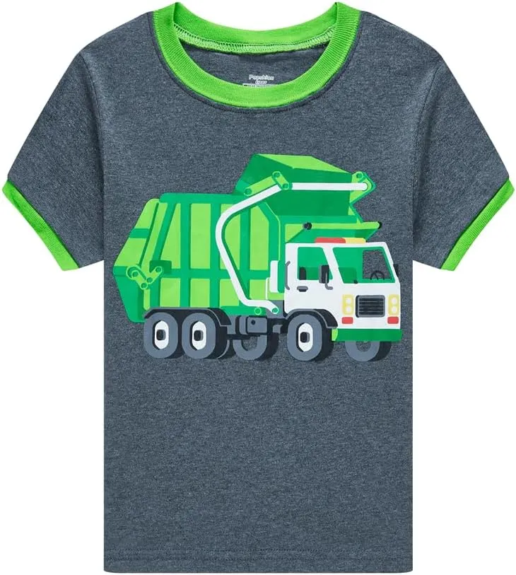 Popshion Boys Pajamas 100% Cotton Toddler Clothes Summer Pjs for Boy Planet Dinosaur Sleepwear Kids Short Sets 2-10 Years