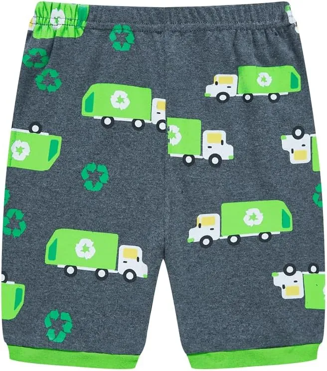 Popshion Boys Pajamas 100% Cotton Toddler Clothes Summer Pjs for Boy Planet Dinosaur Sleepwear Kids Short Sets 2-10 Years