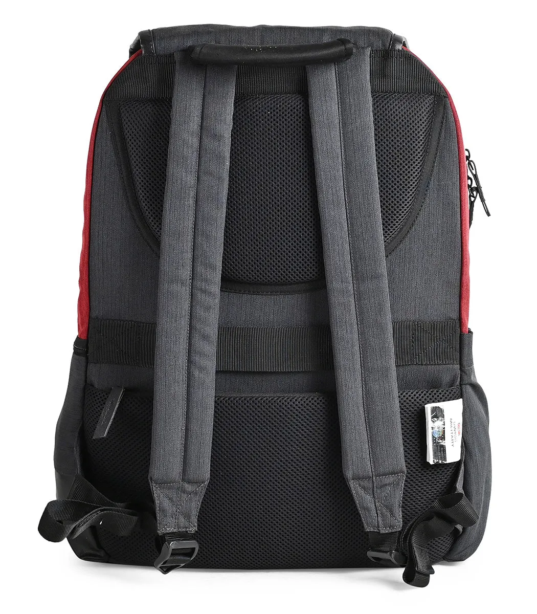 Posh Waterproof Laptop Backpack With Anti-Theft Pocket, Maroon & Charcoal | LBP107