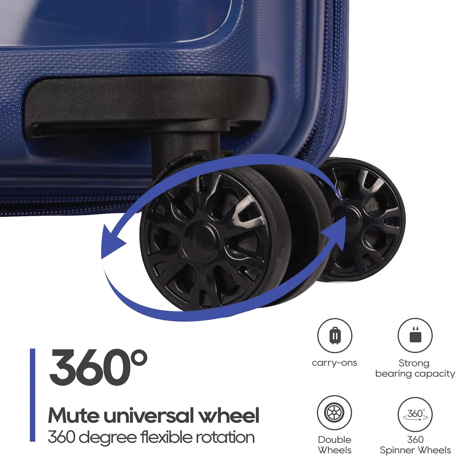 PP material 28inch expandable suitcase with Double Spinner Wheels， Suitcase with TSA Lock，Lightweight Large Luggage for Family Travel，Blue color
