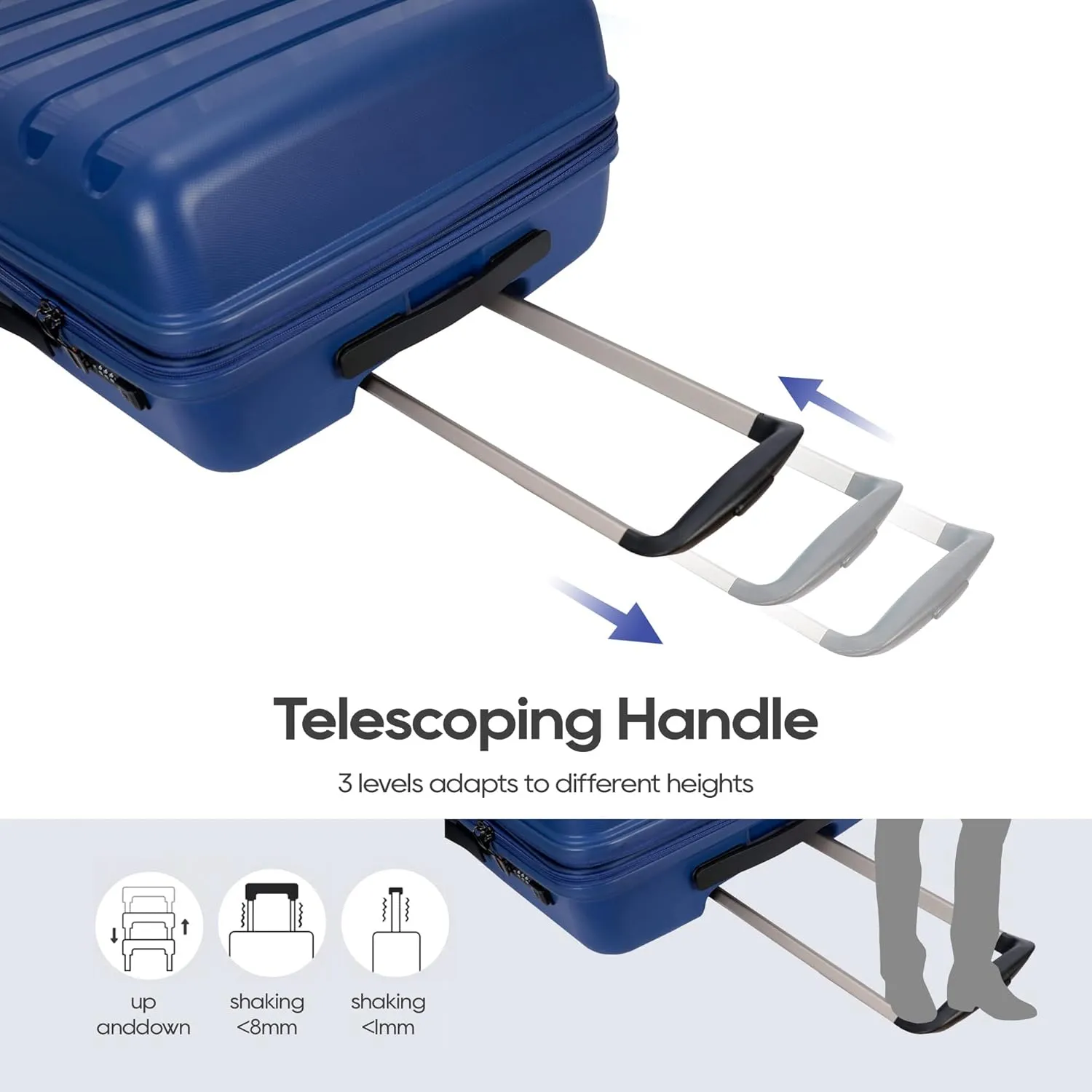PP material 28inch expandable suitcase with Double Spinner Wheels， Suitcase with TSA Lock，Lightweight Large Luggage for Family Travel，Blue color