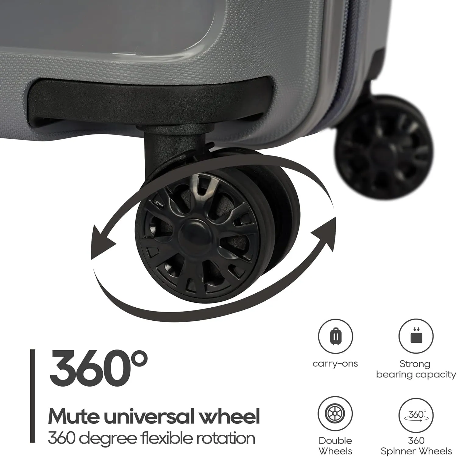 PP material Expandable Carry On Luggage Airline Approved, 20 Inch Hardside Carry On Suitcase with Wheels, Travel Harshell Spinner Small Luggage with Tsa Lock,Grey color, 20-Inch Carry-On